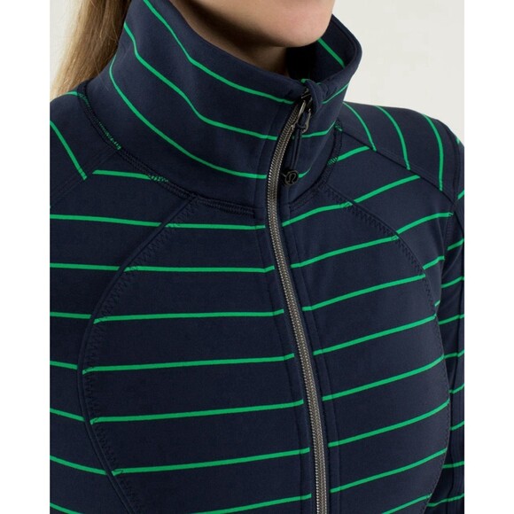 Lululemon Nice Asana Jacket. Slalom Stripe Inkwell. Navy Blue/Green.Womens.Sz 6 - Picture 11 of 16